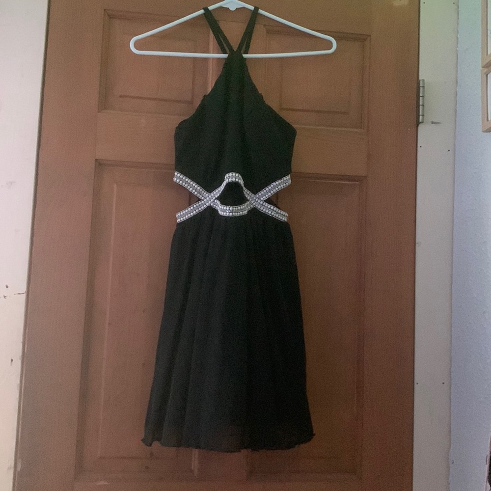 Black formal dress. Belly cutout. Size 1